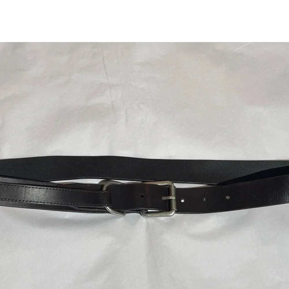 Vintage Italian Leather Double Buckle Belt Chocolate Brown Men’s Sz 38 Edgy Boho
